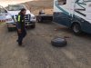 RV blow out took exhaust pipe and jammed it between tire and body..jpg